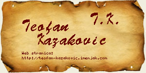 Teofan Kazaković vizit kartica
